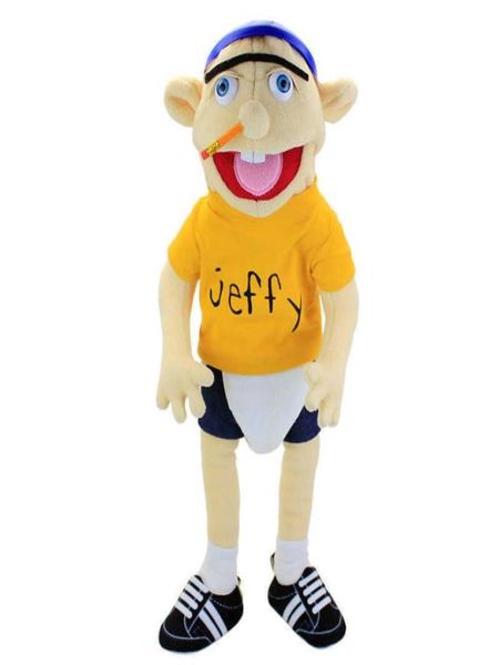 Animais de pelúcia de pelúcia 60 cm grande Jeffy Boy Hand Puppet Infantil Doll Soft Talk Show Props Faculdade de puptes de luxuos de Natal Puppet K4860389