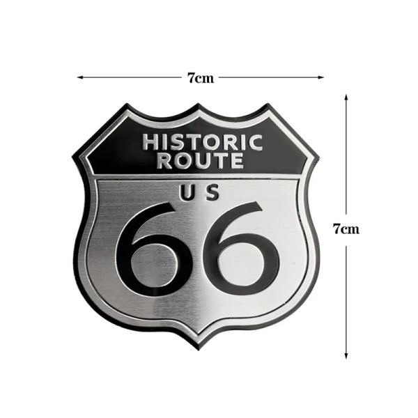 Наклейка на мотоциклете алюминиевая сплава Америка US The Route 66 Road 3D -логотип.
