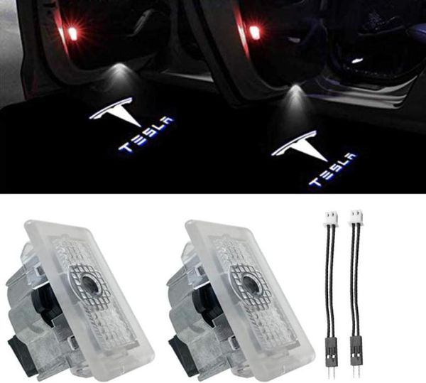 LED Puddle Kapı Işıkları Araba Logosu Projektör Kapı Adım Tesla Model 3 S X1136270 için Hoş Geldiniz Işıkları