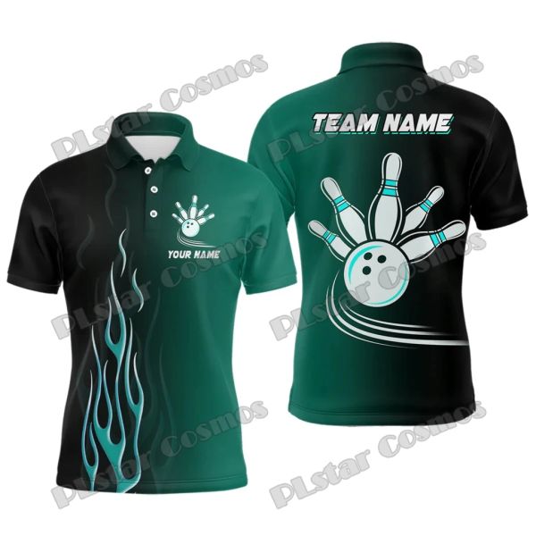 BOWLING Flame Basic Bowling Team Multicolor Nome personalizado 3D Camisa de pólo masculino imprimido Summer UNISSISEX Casual Casual Camisa WK252