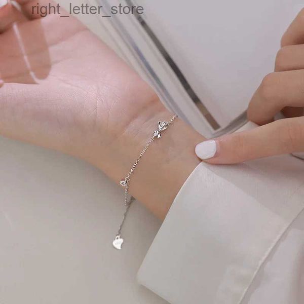 Bankle Ventfill 925 Sterling Silber Sparkling Diamond Bogenarmband für Frauen verstellbare Modepersönlichkeit Einfacher und niedlicher Freund Geschenk YQ240409