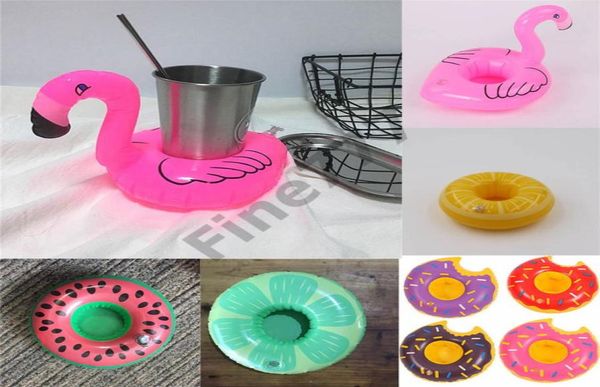 Wasserspielausrüstung aufblasbare Flamingo -Getränke Cup Halter Pool Float Bar Coasters Floatationsgeräte Kinder Bad Spielzeug kleiner Siz2197193