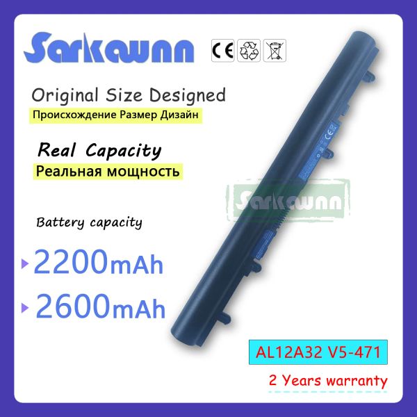 Batterie Sarkawnn 4Cells AL12A32 V5471 Batteria per laptop per Acer Aspire V5 Serie V5471