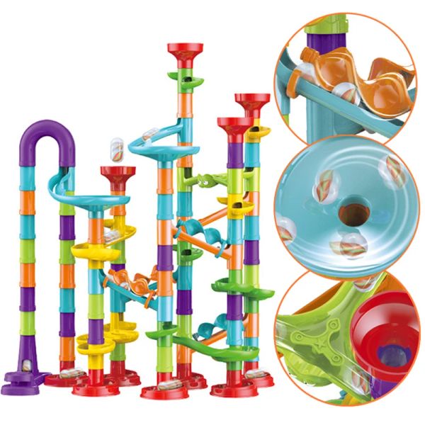 Kids Marble Race Run Building Building Buildings Building 3D Maze Ball Roll Marbles Slide Toys Creativity Creativity Race Race Coaster Puntegne set giocattoli