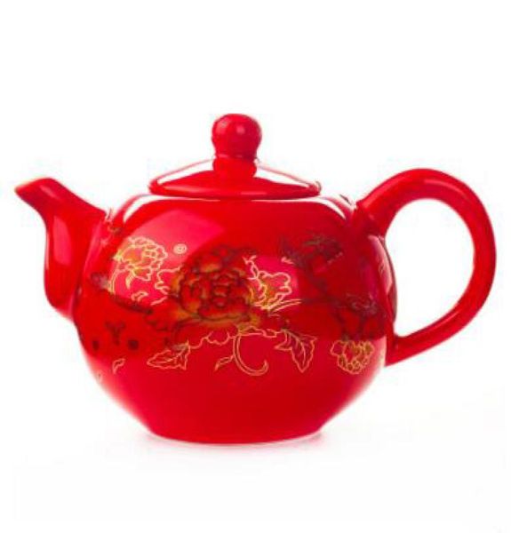 Tule de porcelana vermelha e criativa do escritório de porcelana de duas cores Duas cores Puer de alta qualidade ou oolong Tea Pot Kungfu Set3839421