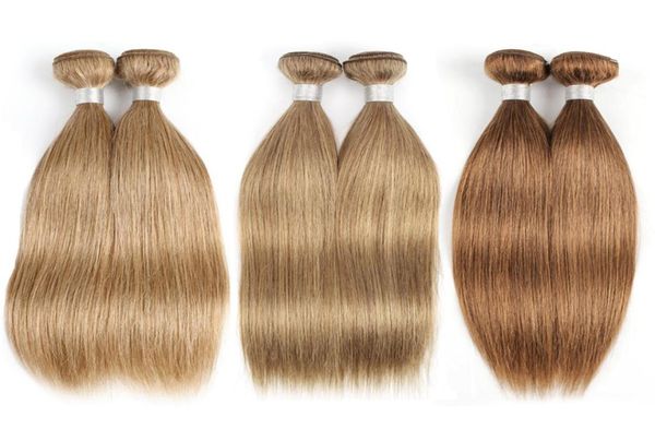 Cor 8 27 30 Mel loiro marrom médio marrom extensão de cabelo humano brasileiro 4pcslot weave 4868026