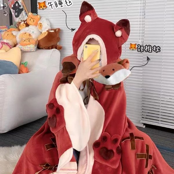 Толстоинства Женская ночная рубашка мультфильм лисы.