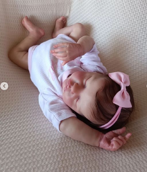 43 cm Zwillinge B Bebe wiedergeborenes Mädchen mit Ganzkörper Silikon Vinyl Körper 3D bemalten Haut Neugeborene Babypuppe mit verwurzelten Haaren