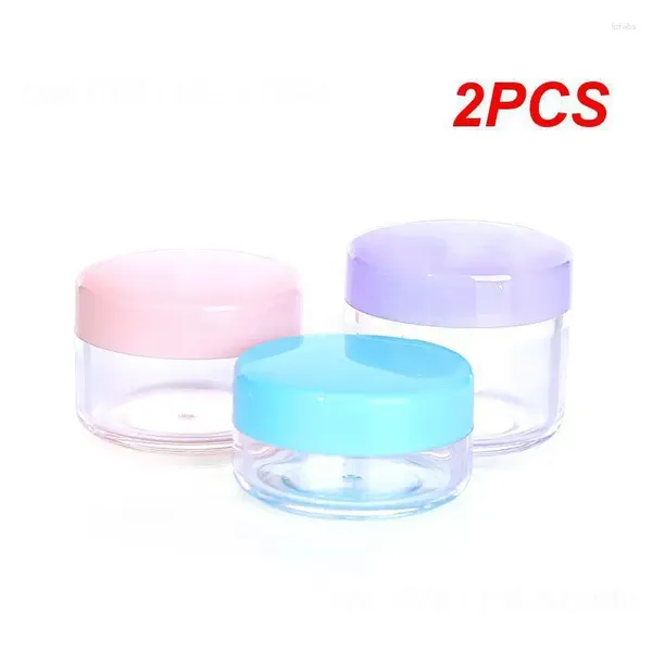 Bottiglie di stoccaggio 2 pcs vaso di pentole estetiche vuote colorate e attraente plastica trasparente compatta con coperchio facile da imballare il trucco versatile