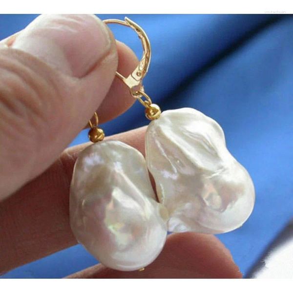 Bolzenohrringe wirklich riesig 15 x 20 mm Südsee weiße Barock Keshi Perl Hangle Ohrring