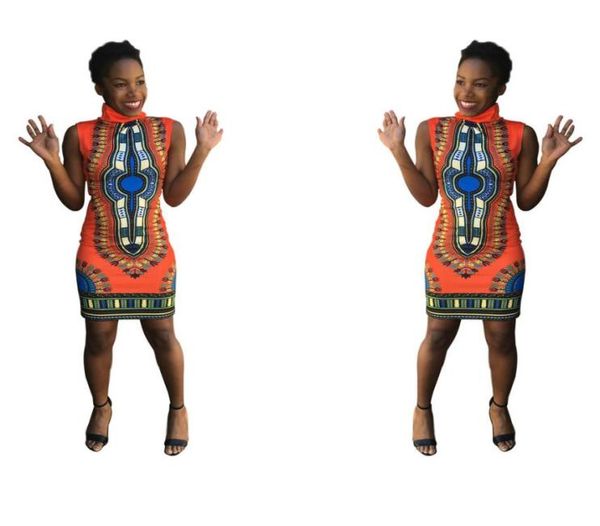 Abito estivo Sexy Mini Africano Tranditional Stampa Dashiki Dashiki Women Abbigliamento Folk Art Abid African Womes Abitous Plus4657516