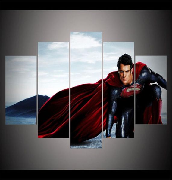 Amanecer Justicia v Superman Batma5 peças impressões de tenda de parede Pintura a óleo Decoração de casa UNFRAMESDFRAMED1795067