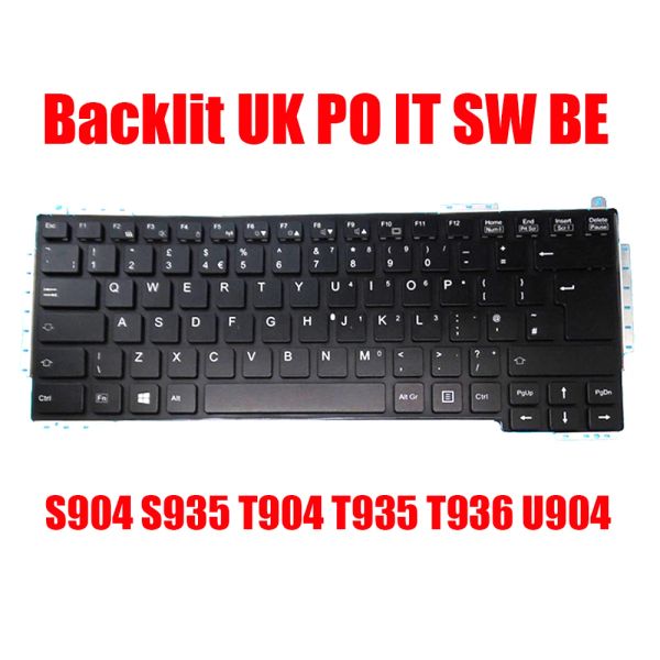 Tastiere retroilluminata uk po It sw be tastiera per fujitsu per lifebook S904 S935 T904 T935 T936 U904 Portogallo Italia Swiss Belgio CP66083801