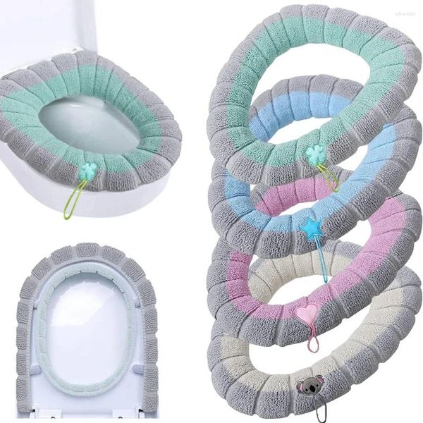 Toilettensitz Deckt warme süße Abdeckung mit Seil Winter dicker weicher waschbarer hygienischer antibakterieller Mattenmattengriff
