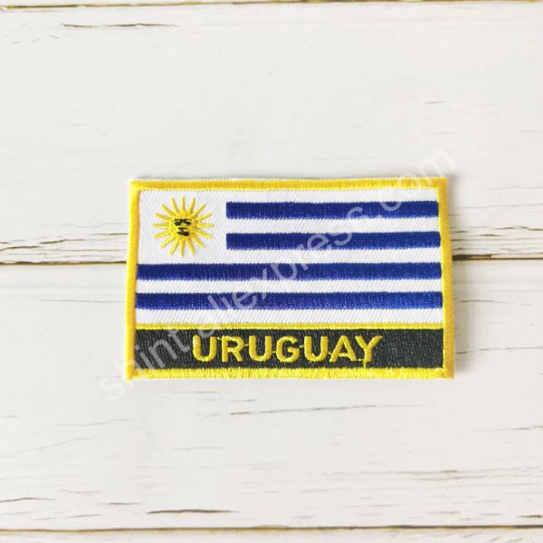 Patches de bordados da bandeira nacional do Uruguai e Pino de Bordagem e Pino Quadrado do Pino Aneto na Decoração da Mochila da Bravete de Pano