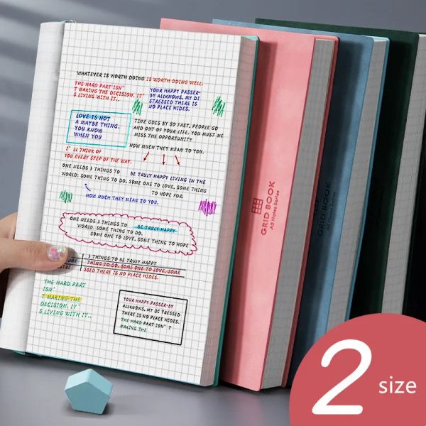 Defterler A5/B5 Kalınlaştırılmış Notebook 100sheets Grid Square Diary Defterler ve Dergiler Yumuşak Pu Deri Eskiz Kitabı Okul Kırtasiye