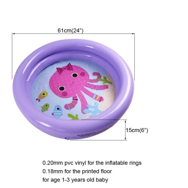 Baby Swimmingpool 61*15 cm Sommerspielpool aufblasbare schöne Tierschildkröte gedrucktes Kinderkindkind -Schwimmbad Oktopus