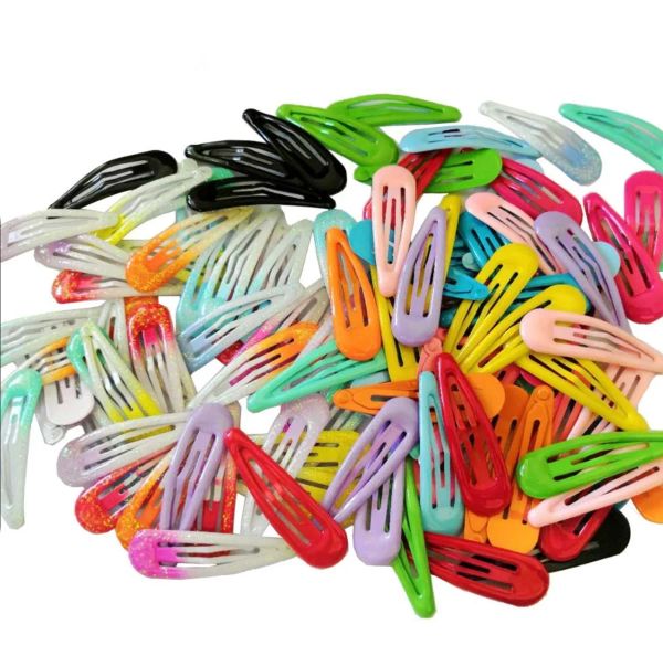 30/50pcs Snap Hair Clips Süßigkeiten Farbe glänzend 2 Zoll Keine Slip Metal Hair Pins Clips Barrettes Accessoires für Kinder Kleinkinder