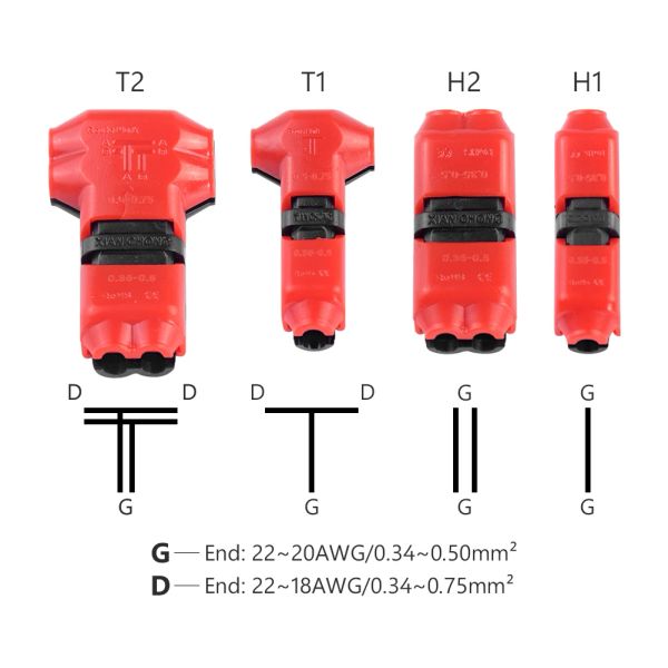 5pcs Schnelles elektrisches Kabel 1/2 Pin I t Typ Schnell für LED-Streifen-Auto Elektrikdrahtanschluss Draht Spleißstecker 22-18AWG