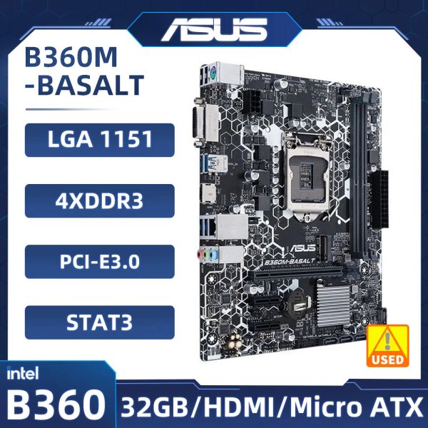 Материнские платы 1151 Материнская плата ASUS B360MBASALT Intel B360 DDR4 32GB PCIE 3.0 M.2 4xSATA III USB3.1 DVI Micro ATX для Core I38300 I59400