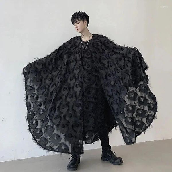 Camicie casual maschile uomini oversize per pipistrello a pipistrello a scialle di scialle di mantello camicia maschio donna donna streetwear abito gotico abbigliamento