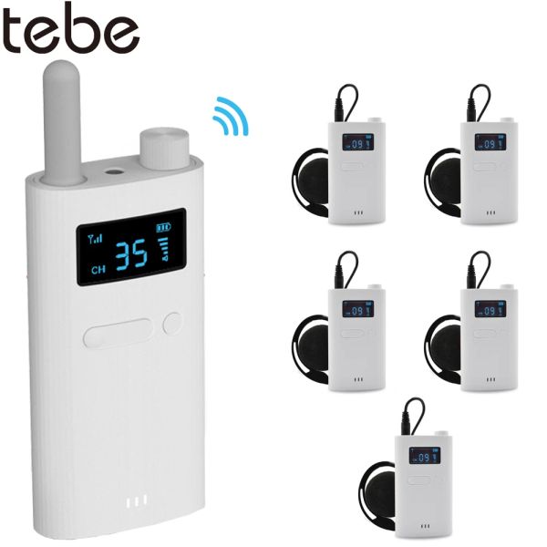 Microfones Tebe Wireless Tour Guide System com Microfone portátil Receptor de Transmissor de Áudio para Conferência do Museu de Excursão da Igreja