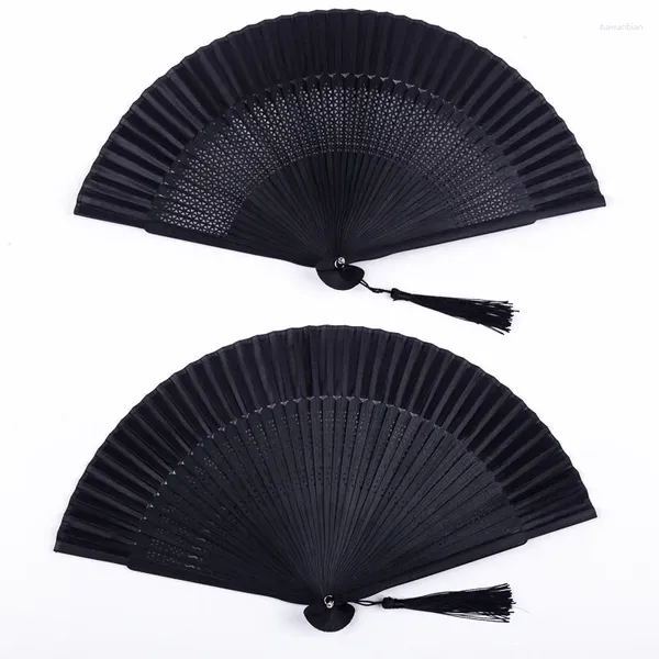 Figurine decorative in stile cinese Red Black Vintage Vantage Fan Folding Fans Dance Wedding Party Charghe Bamboo Regalo