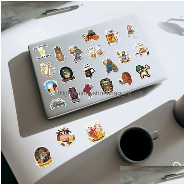 Adesivos para crianças de brinquedo 100pcs de personagem engraçado Leaf Cool Beer Beer estético Laptop Phone Garrafa de água Pacotes de adesivos ITI à prova d'água Droga Drop Dhbs7