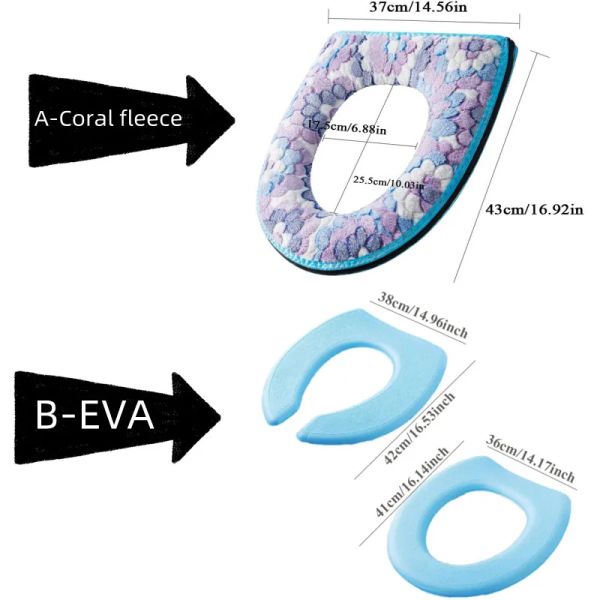 Toilettenabdeckung Toilettensitz Hülle Toilettensitz Abdeckung Schüssel Hülle Deckel Top Deckblock warmes weiches Reißverschluss Blumenbad Zubehör ????