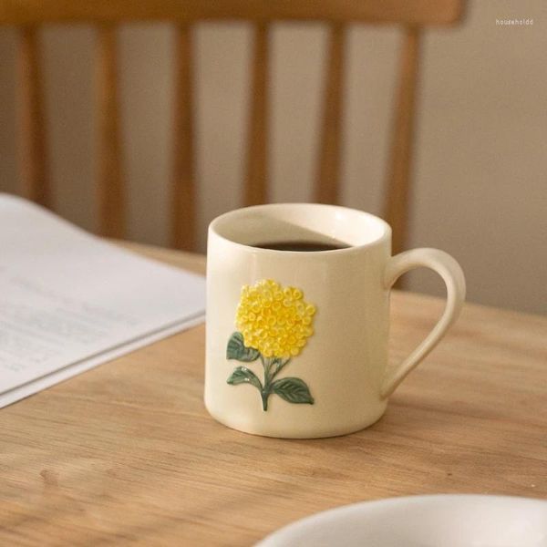 Taglie Hydrangea Ceramica Mug Breakfast Milk Tazza di stoviglie dipinte a mano