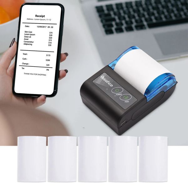 Drucker tragbarer Mini -Thermaldrucker 2 Zoll Wireless USB -Quittungs -Bill Ticket -Drucker mit 58 -mm -Druckpapier für den Verkauf des Restaurants