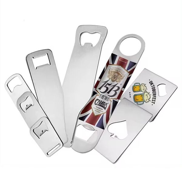 9 Form Sublimation Flaschenöffner Edelstahl Personalisierte kundenspezifische flache Bierflaschen Opener doppelseitig Wärmeübertragung Blanks Druck für Kitchen Bar Restaurant