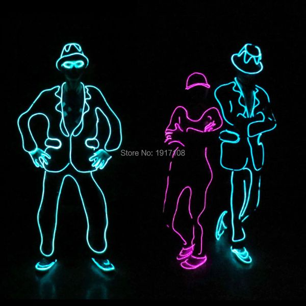 2021New Typ El Wire Anzug DIY Glowing Party Kleidung Accessoires durch den Stil der LED -DJ -Männer Geschenk für Bar Party DIY Dekoration