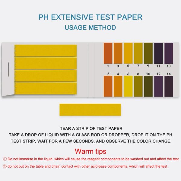 80-800pcs pH-Teststreifen für Wasser-pH-Lackmuspapier 1-14 Kosmetik-Bodensäure-Teststreifen für Aquariummessinstrumente