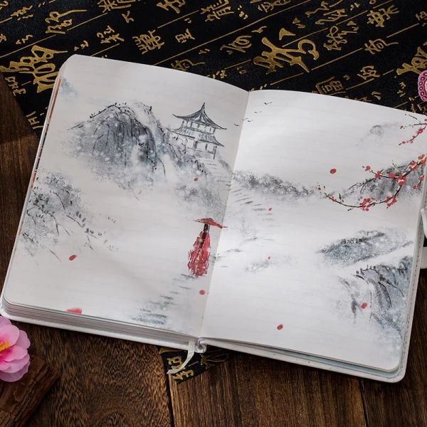 Notebooks estilo chinês bloco de notas fofas de papelaria de papelaria padrs de fantasia estilo no bloco de notas de diário de belo diário Cuaderno