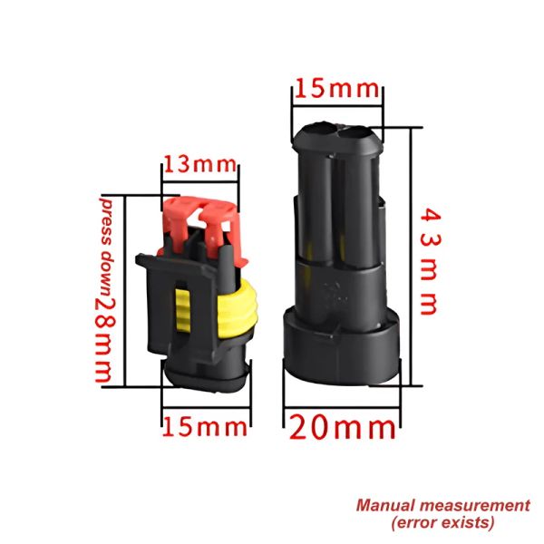 10/12/20pcs 2 pinos plugue plugue à prova d'água conectores elétricos de fios de fios de fios com fio para automóvel Scooter marinho marinho