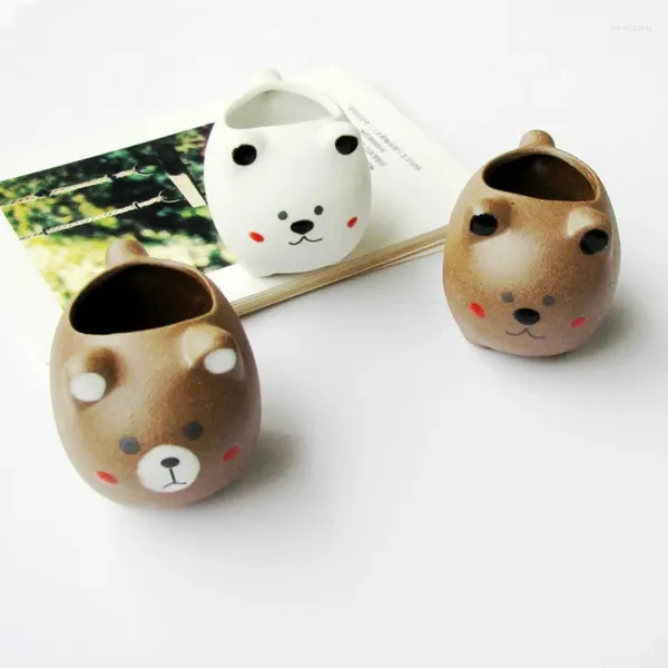 Vasi Flower Pot Creative Cute Caratoon Bear Shumb Basin Ceramic Ceramic Plant Succulento Home Fior