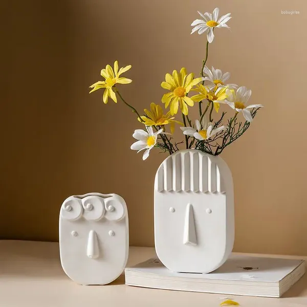 Vasi Vasi di ceramica bianca Nordica decorazione per la casa secca d'ingresso fiore secco Studio di viso carini ornamenti per la decorazione del soggiorno