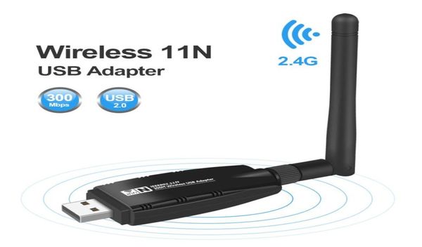 MINI USB WiFi Adattatore Antenna WiFi Scheda di rete WiFi LAN Scheda di rete Wireless Dongle 300MBPS 20DB 80211bng Adapter Ethernet USB USB5217376