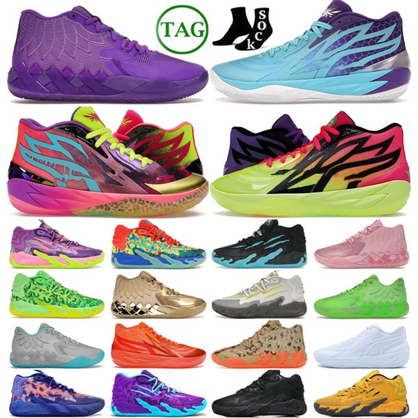 Basketball Shoes Lamelo MB 01 02 03 preto Branco Tóxico Tóxico Prata Oreo Cancer de mama Iridescente Dexter Laboratório Chino Hills Porsche Iridescente Men Green Tamanho 40-46