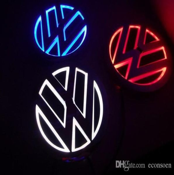 5D светодиодный автомобильный значок логотипа для VW Golf Magotan Scirocco Tiguan CC Bora Car Значок светодиодные символы Auto задний 110 -миллиметровый светодиодный Emblem Light8563072