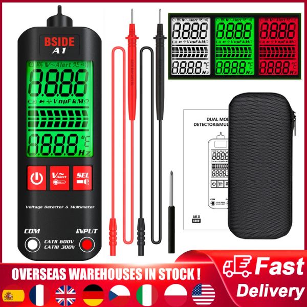 BSED A1 Digital Multímetro Testador de tensão não-contato Pen elétrico Dual Range Live Wire Test Ohm Hz NCV True RMS Multi Medidor