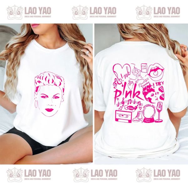 P! NK Damen -Shir T -Shirt für Männer kurzärmelig T -Shirt Pink Singer Tour Tops Harajuku Goth Kleidung Y2K Kleidung