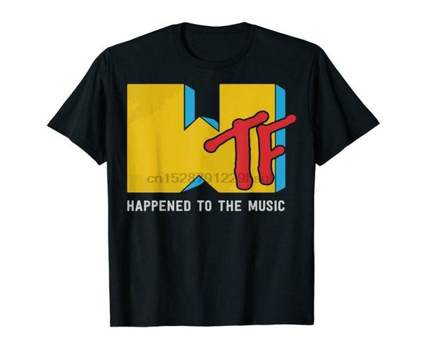 WTF aconteceu com o logotipo engraçado da música Black Tshirt S6xl para Youth Middleage The Elder Tee Shirt9960615
