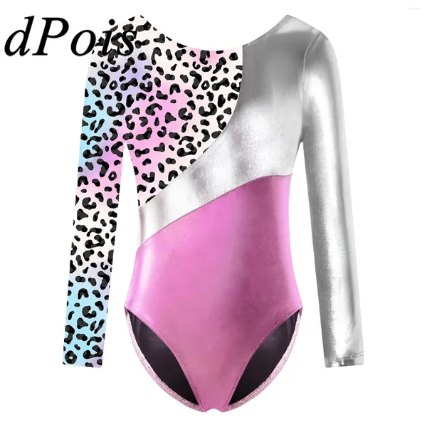 Adolescenti da abbigliamento da palcoscenico Tutu Girls Girl Ballet Dance Leotards Stampa Metallic Figura lunga figura da pattinaggio per bambini