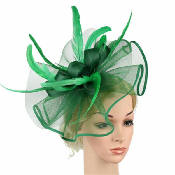 Donne di alto grado Big Flower Flower Hair Clip Feathers Hat Wedding Wedding Royal Race Accessori Race Accessori per donne