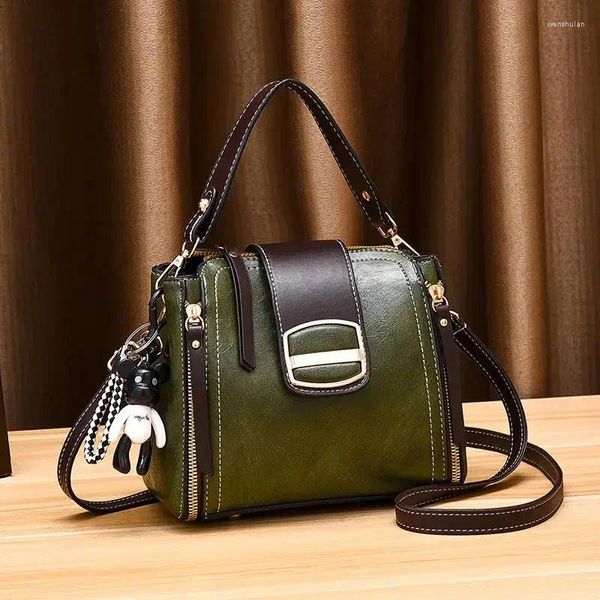 Umhängetaschen 2024 Neueste Damen Luxury Messenger Bag Designer Marke Hochwertige PU Solid Color Retro Bucket Handtasche