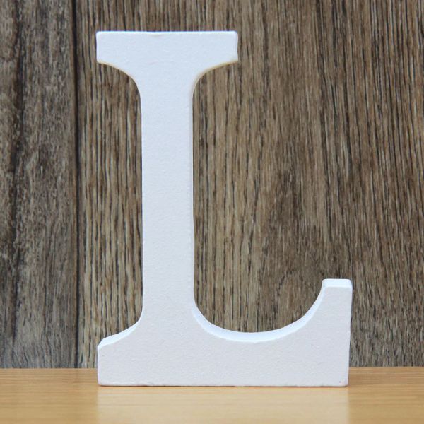1pc 8 cm Fai da te Lettere di legno autoportante Lettere di legno Decorazioni per la casa White Alphabet Wedding Birthday Party Personalized Nome Design
