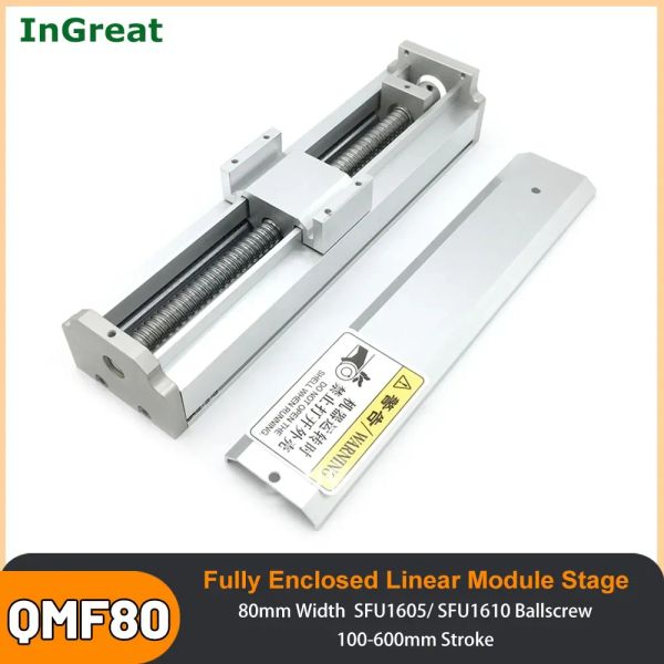 80-mm-Breite vollständig geschlossener Modul Linear Guide Rail Zyz Achse CNC Staubabdeckung Tischstufe 100-600 mm Hub SFU1605/SFU1610