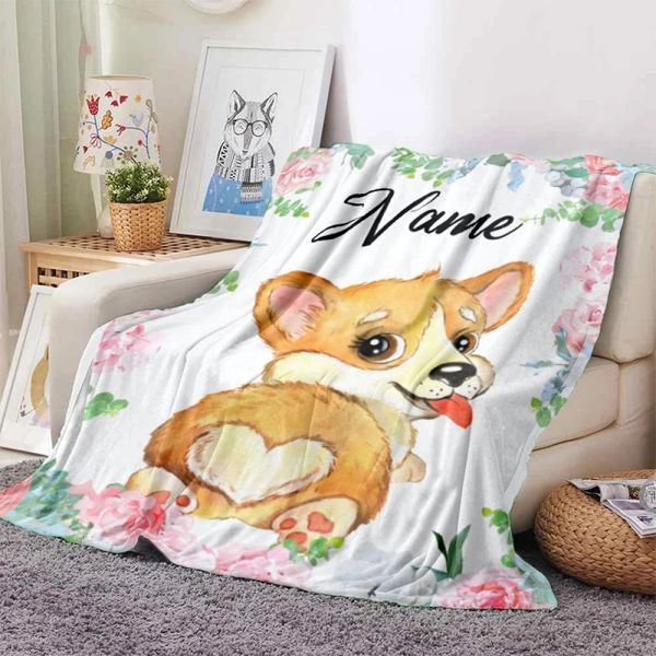 Coperta personalizzata Nome personalizzato Adolescente Copri da ragazzo Flanella Flanella Famiglia personalizzata amici adorabili animali lanciate regalo coperta